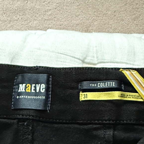 Anthropologie Maeve Black cropped, wide-leg pants. Cotton with a heavier weight - Picture 2 of 5